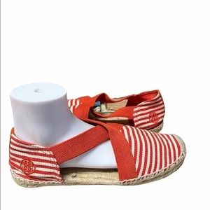 Tory Burch Espadrille Catalina Sandal Jute Striped Orange - worn once!